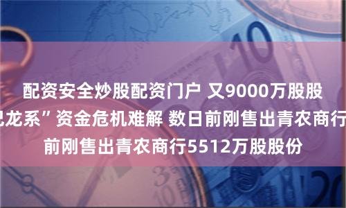 配资安全炒股配资门户 又9000万股股份将拍卖！“巴龙系”资金危机难解 数日前刚售出青农商行5512万股股份